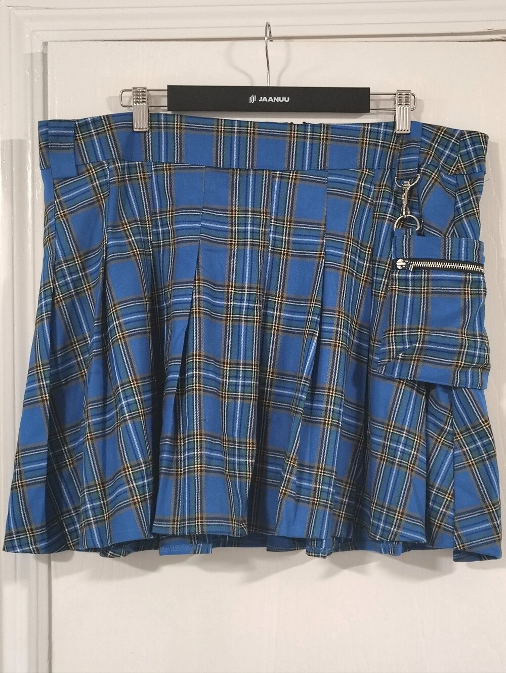 Dolls Kill Current Mood Blue Plaid Pleated Mini Skirt Women's 2X Dark Academia